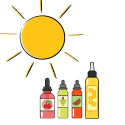 e-liquide ecigarette et soleil